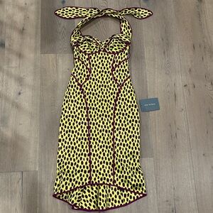 Zac Posen Yellow and Black Patterned Dress